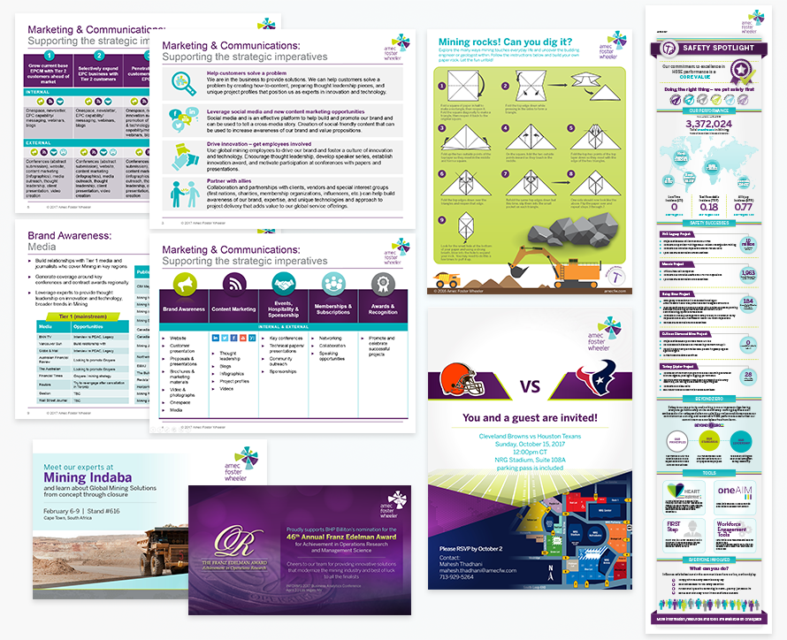 Amec Foster Wheeler - Social media graphics, handouts, infographics, PowerPoint presentations