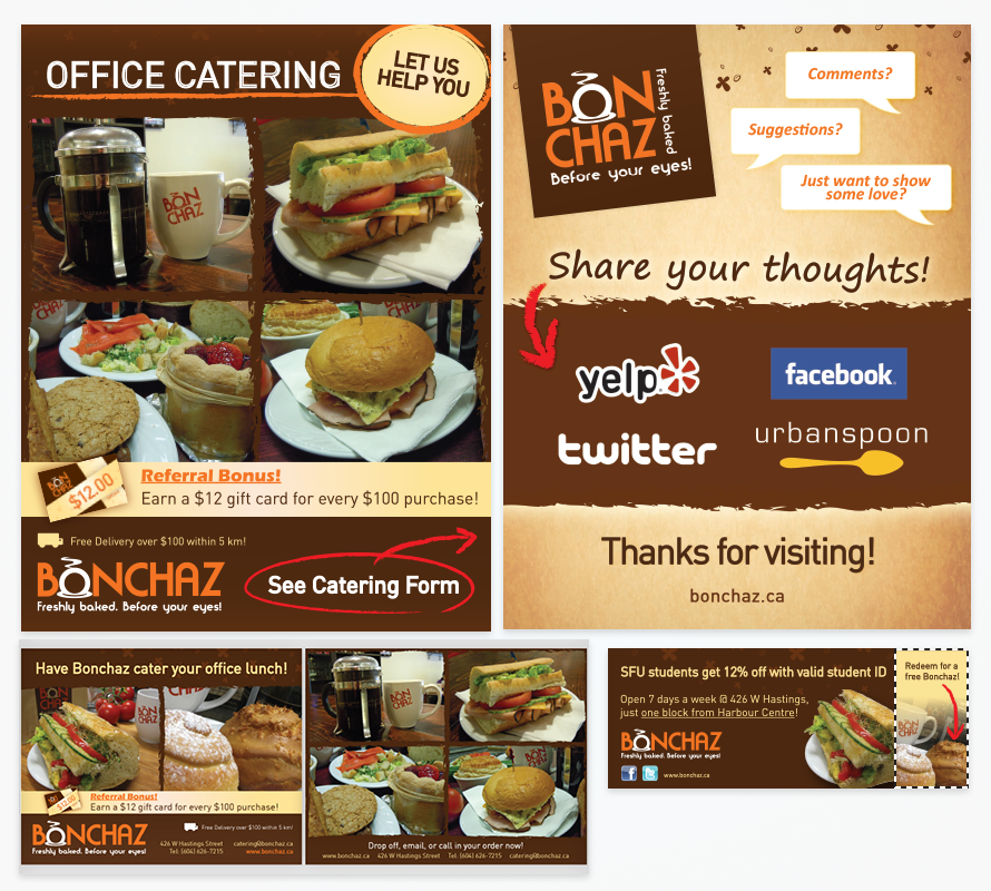 Bonchaz - in-store posters, postcard, print ad