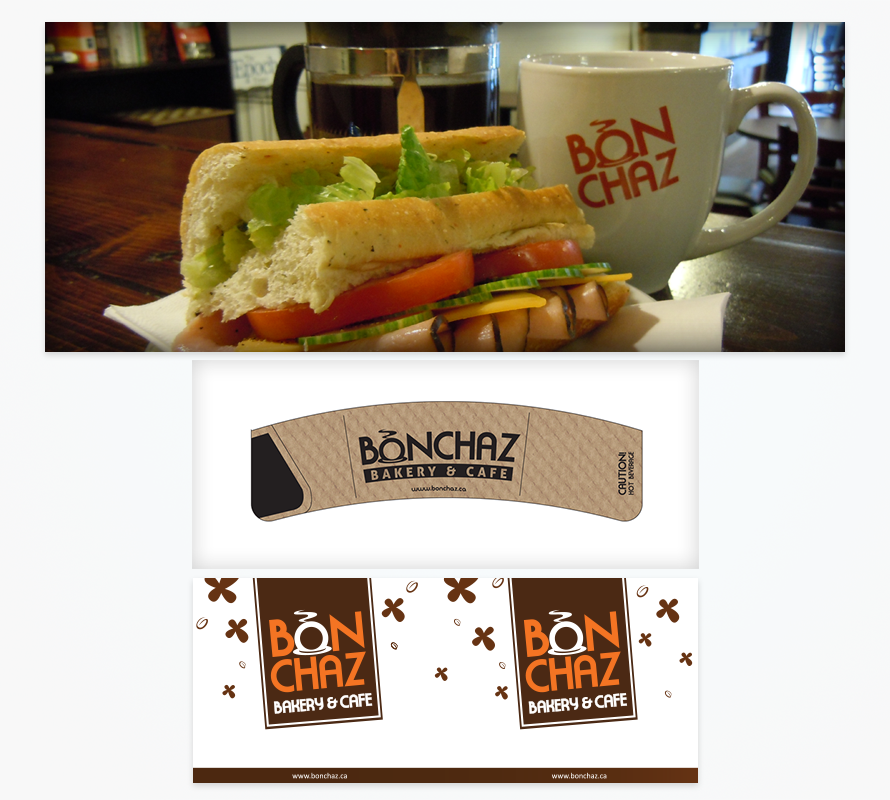 Bonchaz - photography, cup sleeve, paper cup design