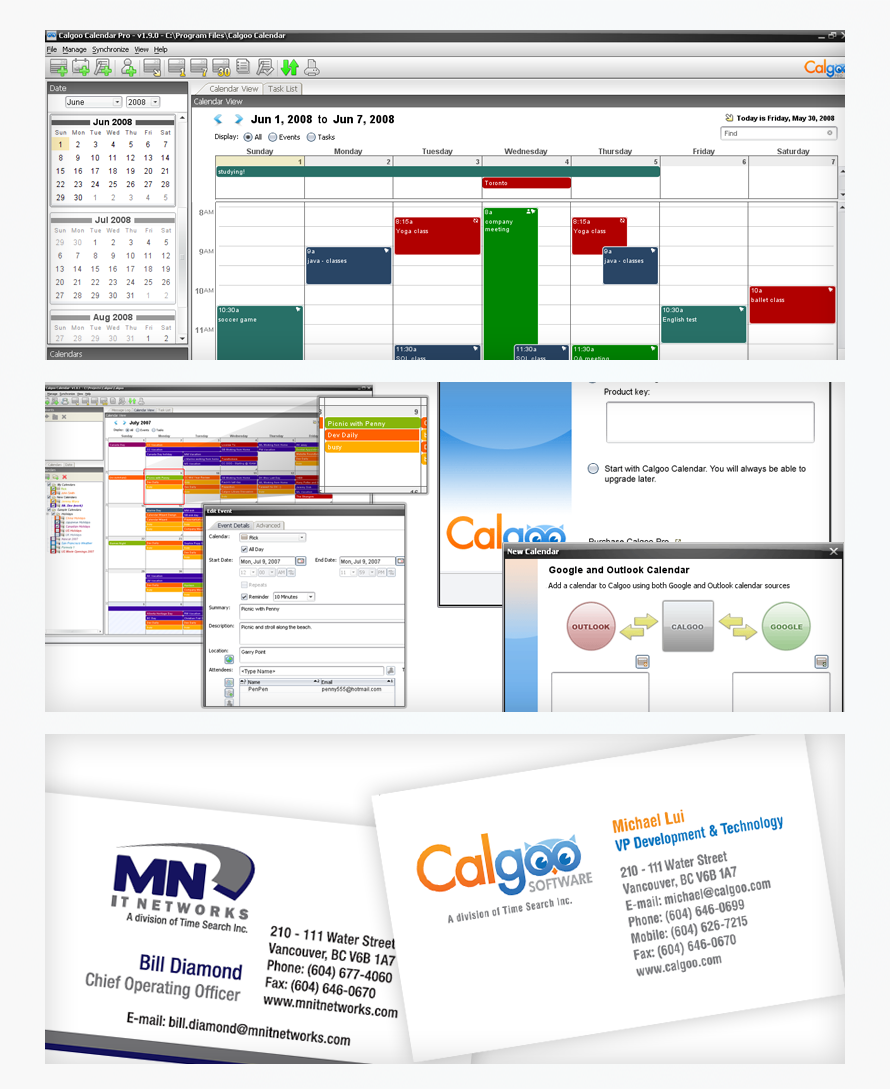 Calgoo - application designs and business cards