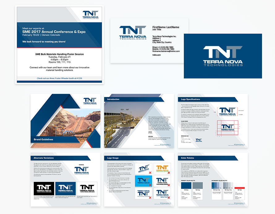 TNT - client invites, business cards, brand guideline